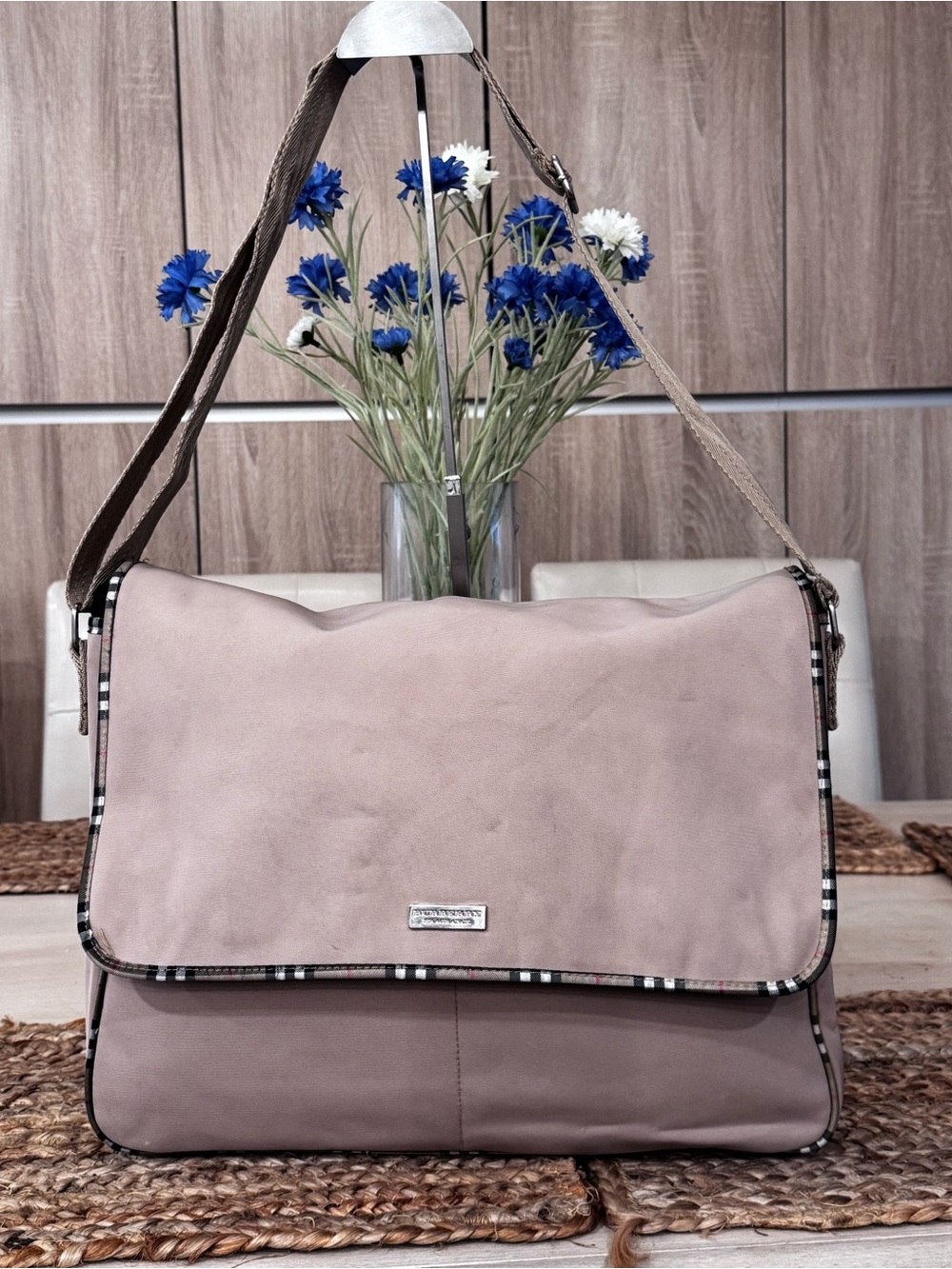 Y2K Burberry Fragrance Huge Nova Check Soft Tote/Messenger Bag + BONUS